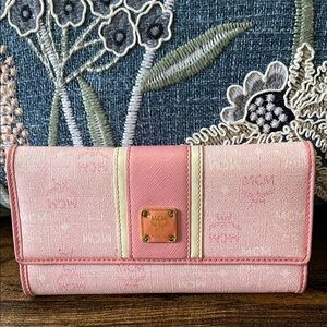 MCM Limited Edition Long Trifold Wallet in Pink